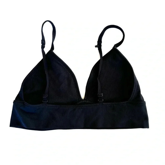 Athleta Women’s Black Ribbed Athletic Sports Bra Medium - Picture 2 of 3